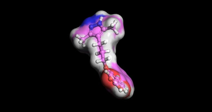 Acoramidis, drig for Transthyretin Amyloid Cardiomyopathy/ Heart Failure in ATTR-CM, 3D molecule spinning, 4K 