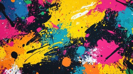 Abstract Colorful Paint Splatter Artwork
