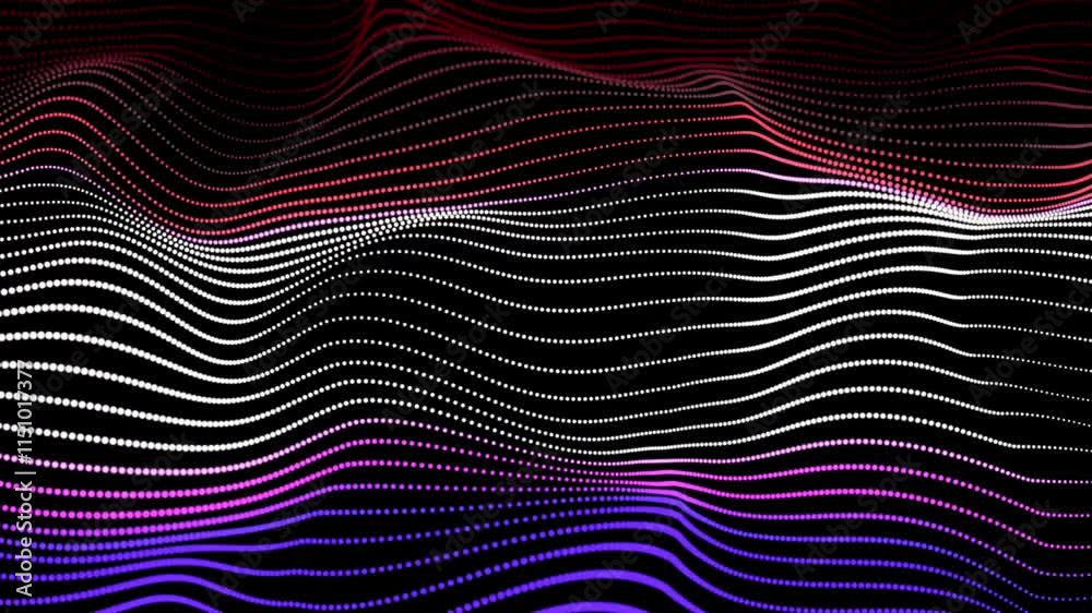 Poster abstract multicolored dot line with a dynamic wave. abstract digital wave dots lines particles , ani