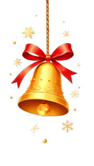 Decorative Holiday Bell with Ribbon and Snowflake Accents on White Background Generated by AI