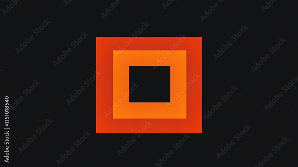 Poster abstract orange square frame on dark background.