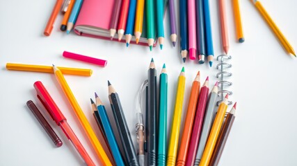 Fototapeta premium School Stationery Set - Colorful & Modern Design