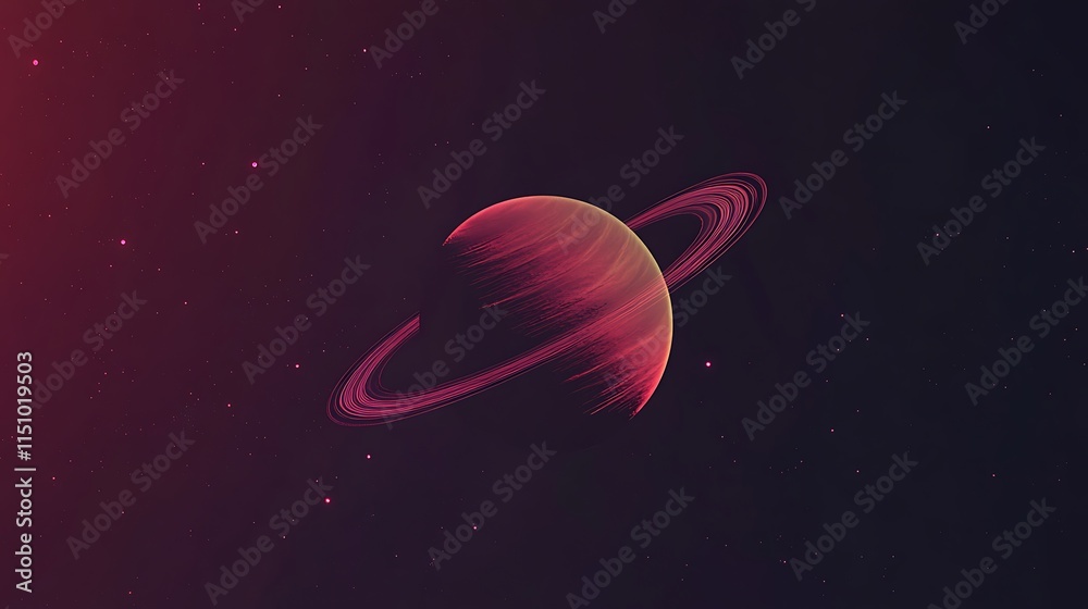 Poster ringed planet in space.