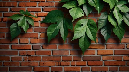 The leaf pattern on the brick wall can be used as a background. Generative AI