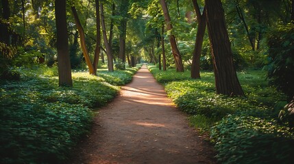 Obraz premium Footpath amidst trees at park