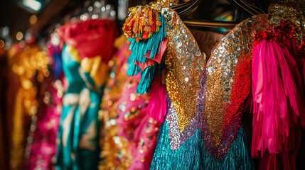 Fototapeta premium Sparkling Carnival Costumes for Purim Celebration