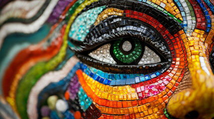 Colorful Mosaic Mask Detail for Purim