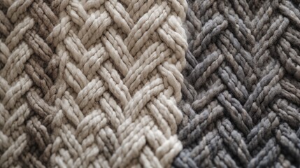 Textured chunky knit wool in beige and gray