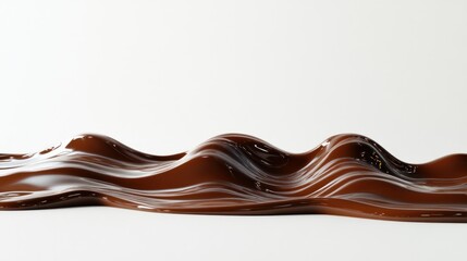 Melted chocolate waves on white background.