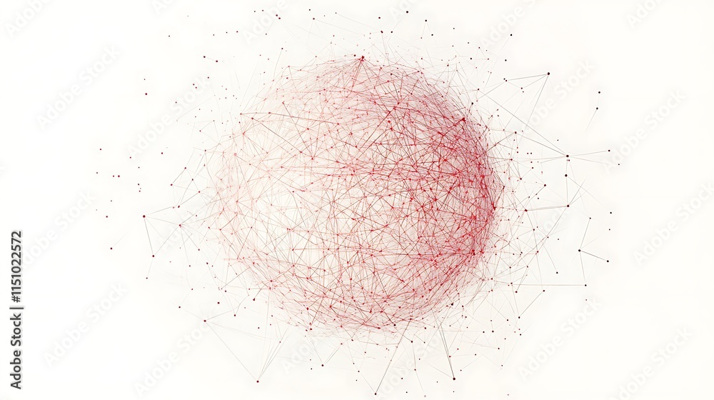 Aufkleber red network globe with connecting lines.