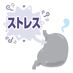 ストレスを受けて元気がなくなる胃のイラスト