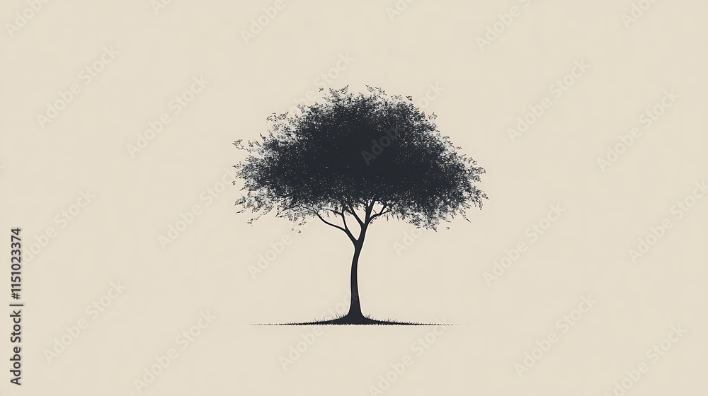 Poster Silhouetted tree on plain background.