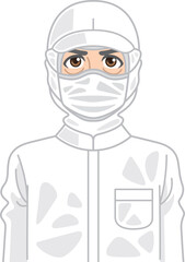 クリーンルームの男性作業員（中年）