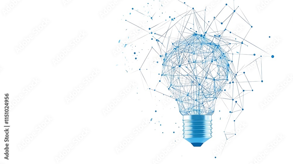 Poster abstract light bulb with network mesh.