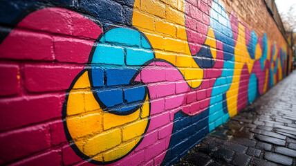 Fototapeta premium Colorful Abstract Brick Wall Mural Urban Art Street Art Design