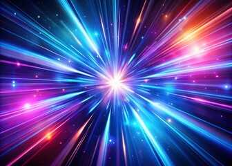 Fototapeta premium Abstract speed bursts in blue and purple cosmic light, a futuristic, radiant background.