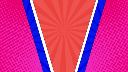 comic style background with a vibrant burst of bright colorful accents with space for text seamless 4k video background motion pop art design