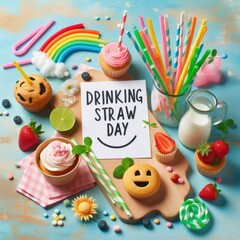 Fototapeta premium Drinking Straw Day Make Drinking Straw Day a blast with creative recipes, fun activities, and environmentally-friendly straws!
