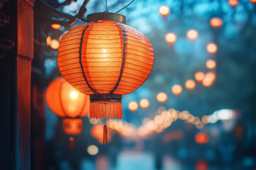 Chinese new year red lantern in china town area