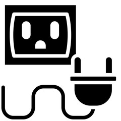 Plug Socket Glyph Icon, Black And White Glyph Icon Symbol