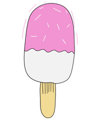 Delicious and sweet ice cream stick to welcome the summer, kids like to eat,  elements drawing vector, isolated illustration