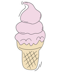 Delicious and sweet ice cream cones to welcome the summer, kids like to eat,  elements drawing vector, isolated illustration