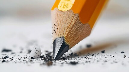 Sharp pencil tip writing.