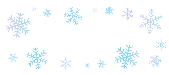 ブルーのグラデーションの雪の結晶のフレーム　背景イラスト　ベクター素材