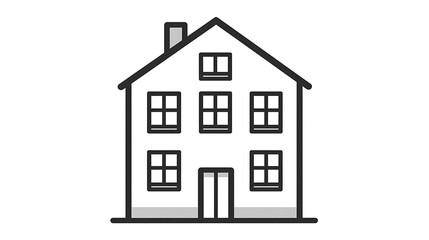 Fototapeta premium Minimal house with black outline.