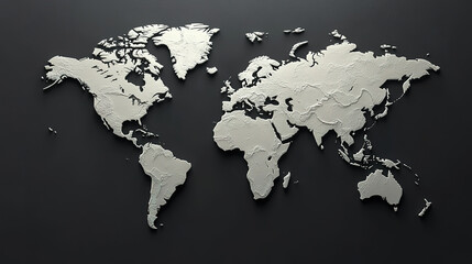 Three-Dimensional Relief Map of the World