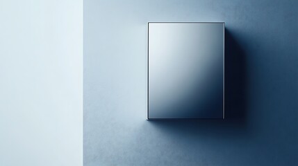 Silver switch on blue wall.