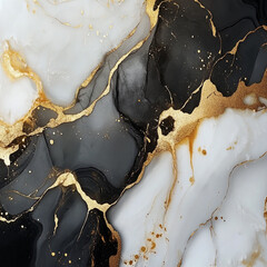 Elegant Black White Gold Abstract Alcohol Ink Art Texture