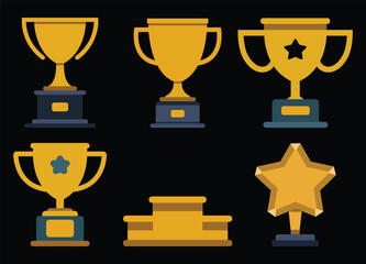 Golden Trophy Cup vector illustration.