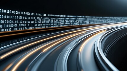 Fototapeta premium Dynamic light trails in a dark tunnel, captivating abstract of motion, speed, and energy