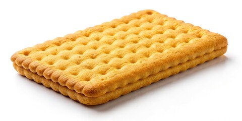 Single Rectangular Biscuit, Isolated White Background - Stock Photo, Food Photography, Bakery Product Image