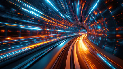Obraz premium Futuristic Motion in a Vibrant Tunnel
