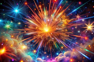 Fototapeta premium Surreal Firework Photography: Abstract Explosions of Color & Light, Festive Pyrotechnics, Celestial Fireworks Design