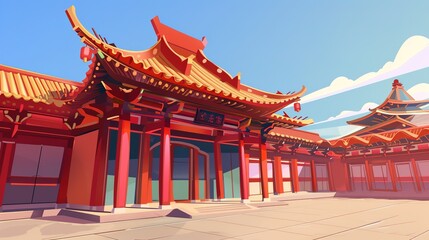 Fototapeta premium Digital painting Art prints chinese temple fantasy