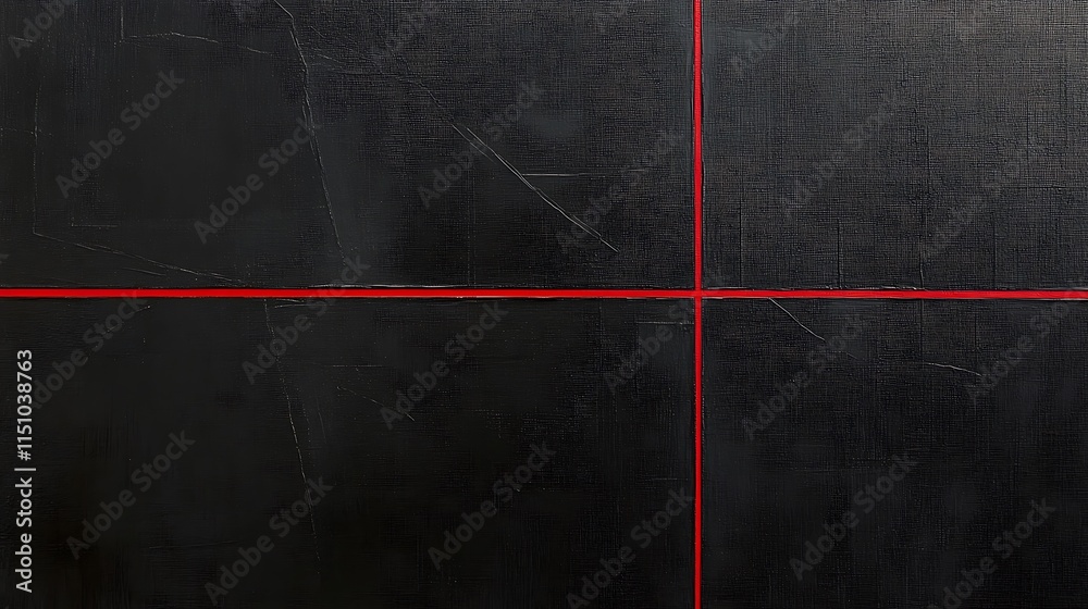 Poster black tile with red lines.