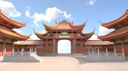 Fototapeta premium Dreamstime Oriental chinese temple fantasy backgrou
