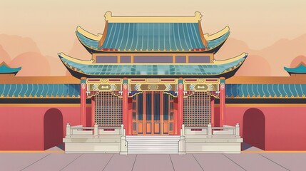 Temple illustrations Art prints chinese temple fant