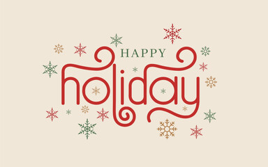 Happy Holidays Christmas greeting card, banner, and background. Vector Illustration.