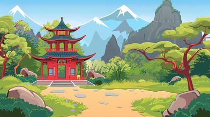 Obraz premium Temple illustrations Oriental chinese temple fantas