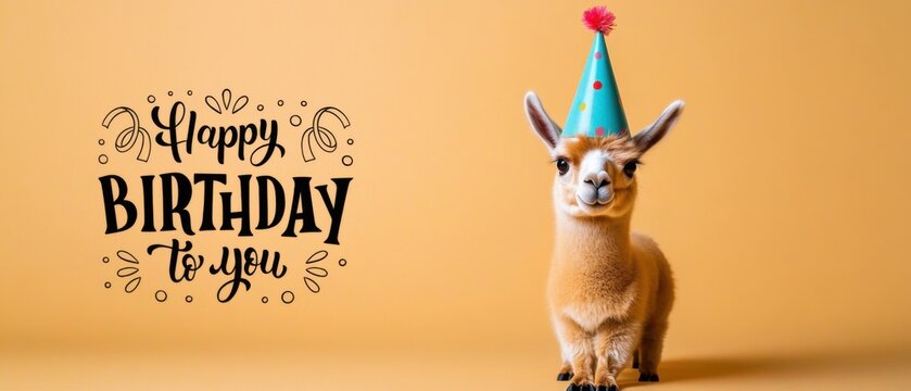 Adorable Llama Celebrates Birthday with Happy Birthday Message