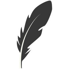 Black Silhouette of Curved Feather. Vector Illustration Design.