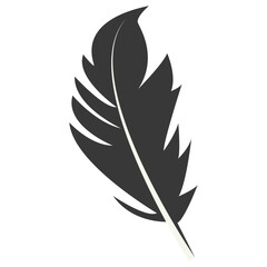Obraz premium Black Silhouette of Curved Feather. Vector Illustration Design.