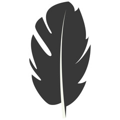 Black Silhouette of Curved Feather. Vector Illustration Design.