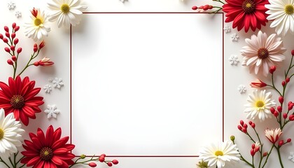 Obraz premium A Best invitation Card with A White And Red Flowers, Floral background, Pink and White cards