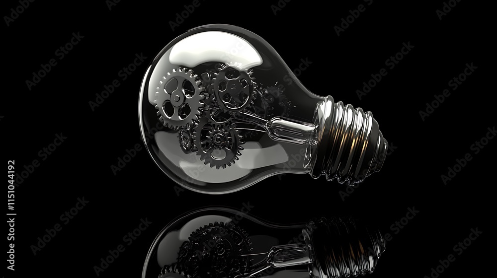Poster Lightbulb with gears inside.