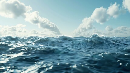 Calm Ocean Waves Under Blue Sky with Clouds